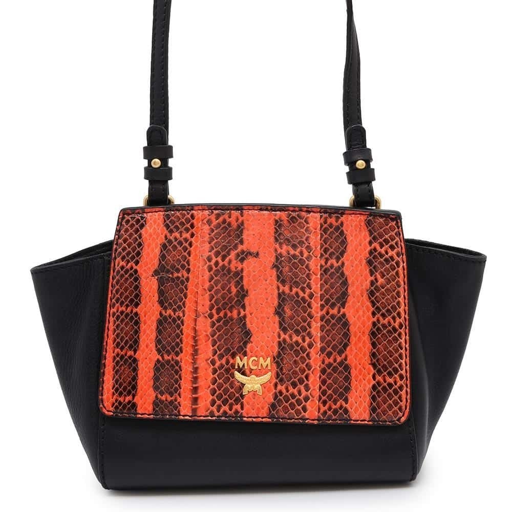 Mcm Python Leather Shoulder Bag Black - image 1